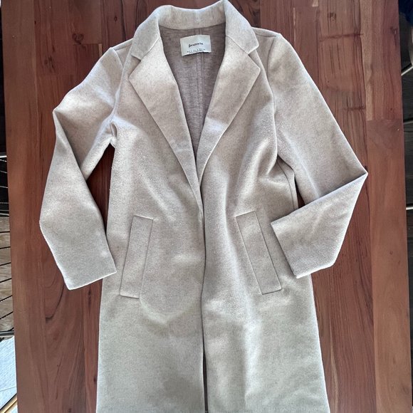 stradivarius Jackets & Blazers - Stradiviarius Beige Collared Duster